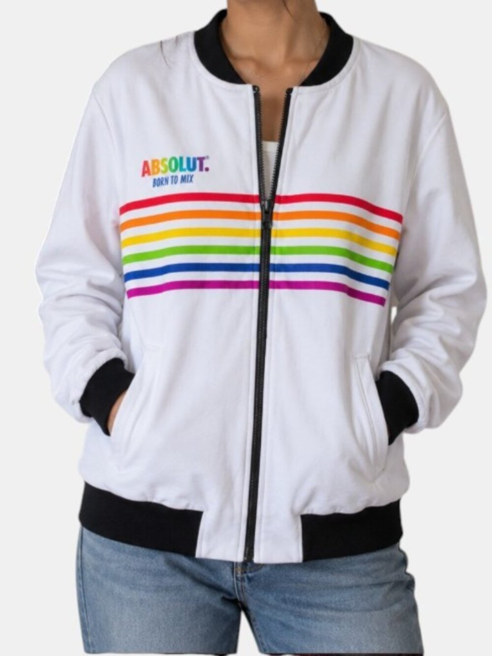Absolut Pride Rainbow Bomber Jacket Zip Up Size Medium 🌈